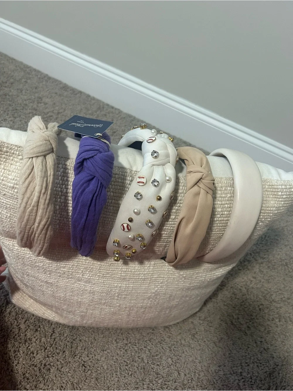 9 Assorted Women's Headbands - Neutral, Brown, White, Purple & Leopard